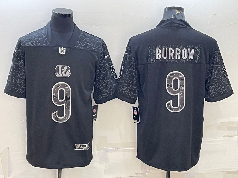 Men's Cincinnati Bengals Joe Burrow Black RFLCTV Limited Jersey