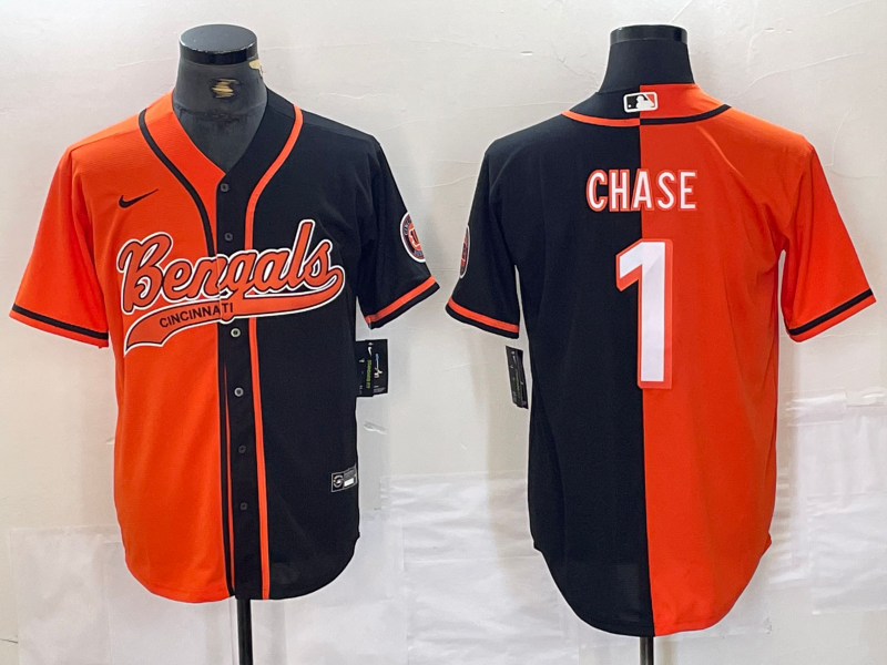 Men's Cincinnati Bengals Ja'Marr Chase Orange/Black Game Player Jersey Joint Edition