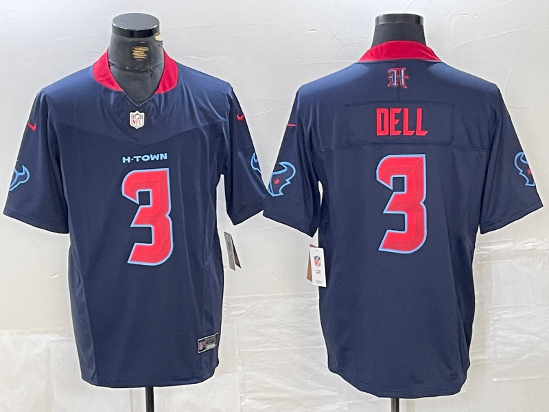 Men's Houston Texans Tank Dell #3 Navy 2nd Alternate Game Jersey