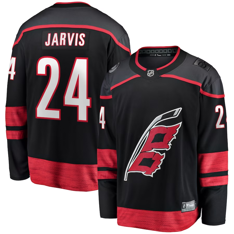 Men's Carolina Hurricanes Seth Jarvis #24 Black Player Game Jersey1