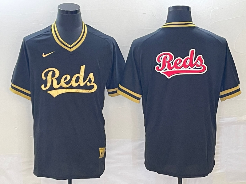 Men's Cincinnati Reds Black Replica Team Jersey1