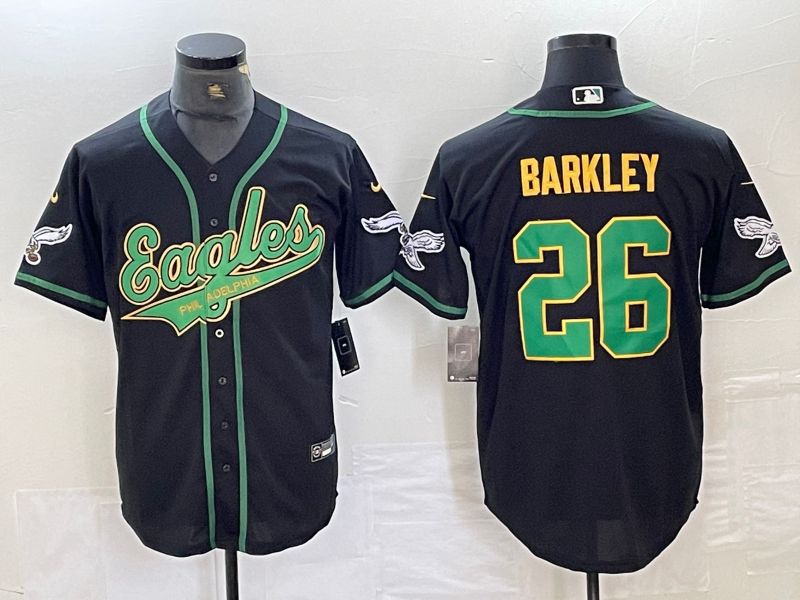 Men's Philadelphia Eagles Saquon Barkley Black Game Jersey Joint Edition