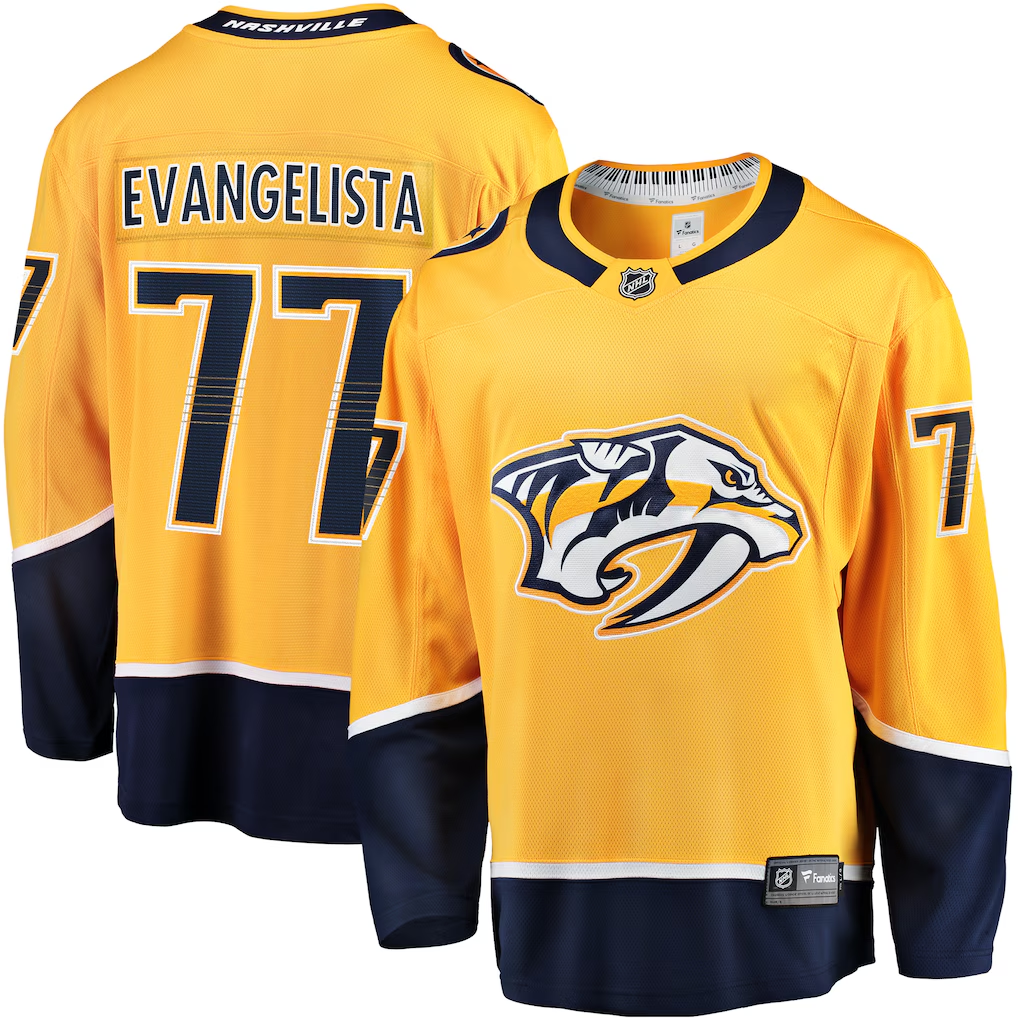 Men's Nashville Predators Luke Evangelista Fanatics Gold Breakaway Player Jersey