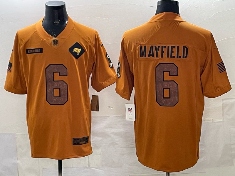 Men's Tampa Bay Buccaneers Baker Mayfield Brown 2023 Salute To Service Retired Player Limited Jersey