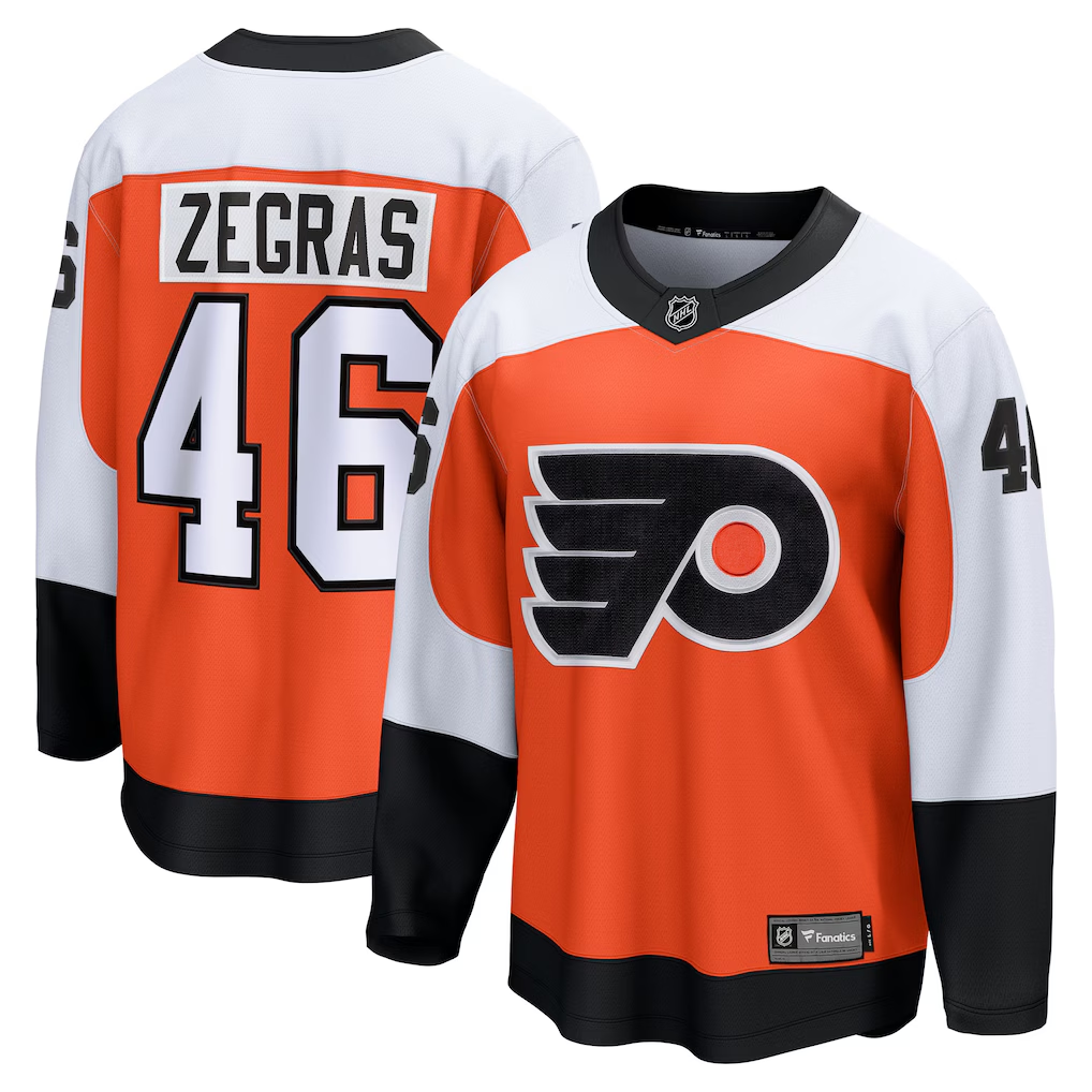 Men's Philadelphia Flyers Trevor Zegras Fanatics Orange Home Breakaway Jersey