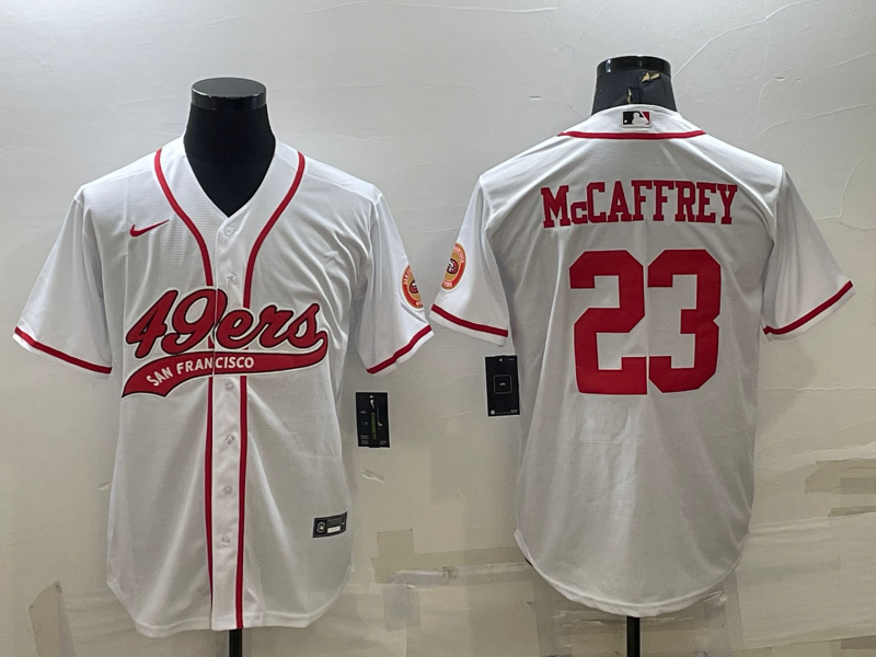 Men's San Francisco 49ers Christian McCaffrey White Game Jersey Joint Edition