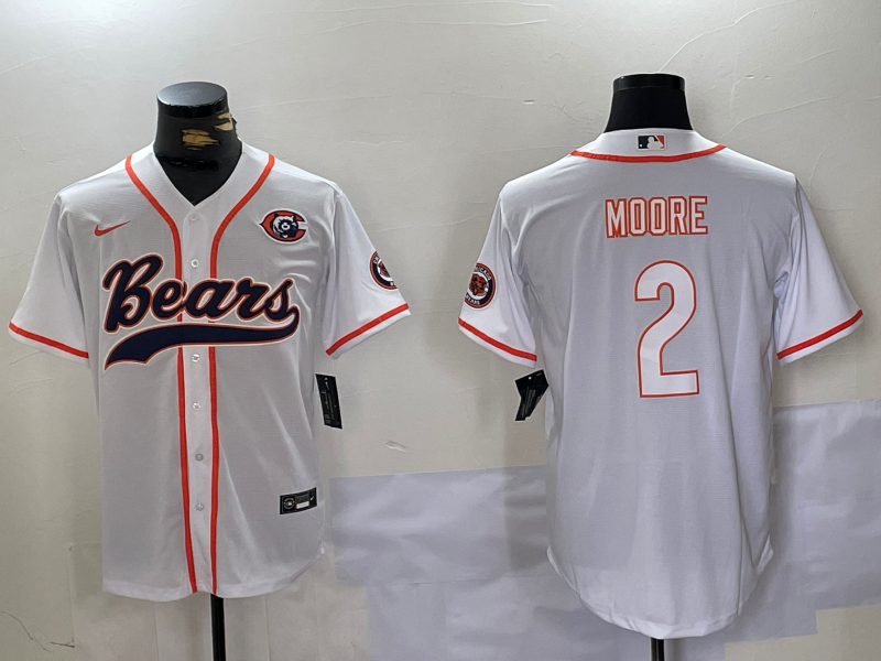 Men's Chicago Bears D.J. Moore White Game Jersey