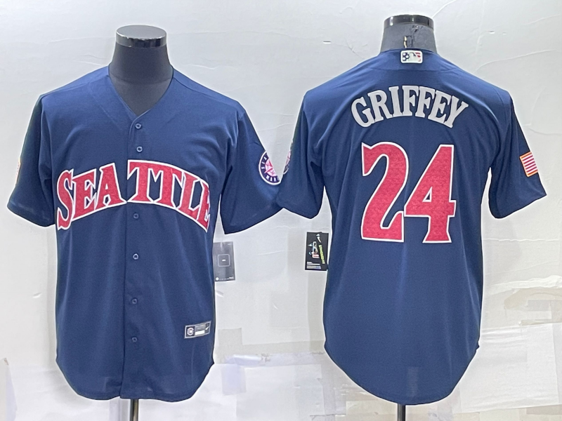 Men's Seattle Mariners Ken Griffey Jr. #24 Navy Player Jersey