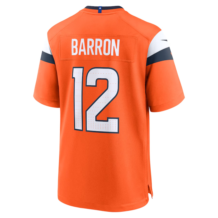 Men's Denver Broncos Jahdae Barron Nike Orange 2025 NFL Draft First Round Pick Game Jersey