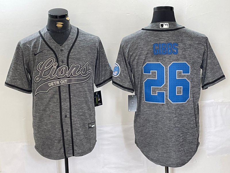 Men's Detroit Lions Jahmyr Gibbs Gray Player Jersey