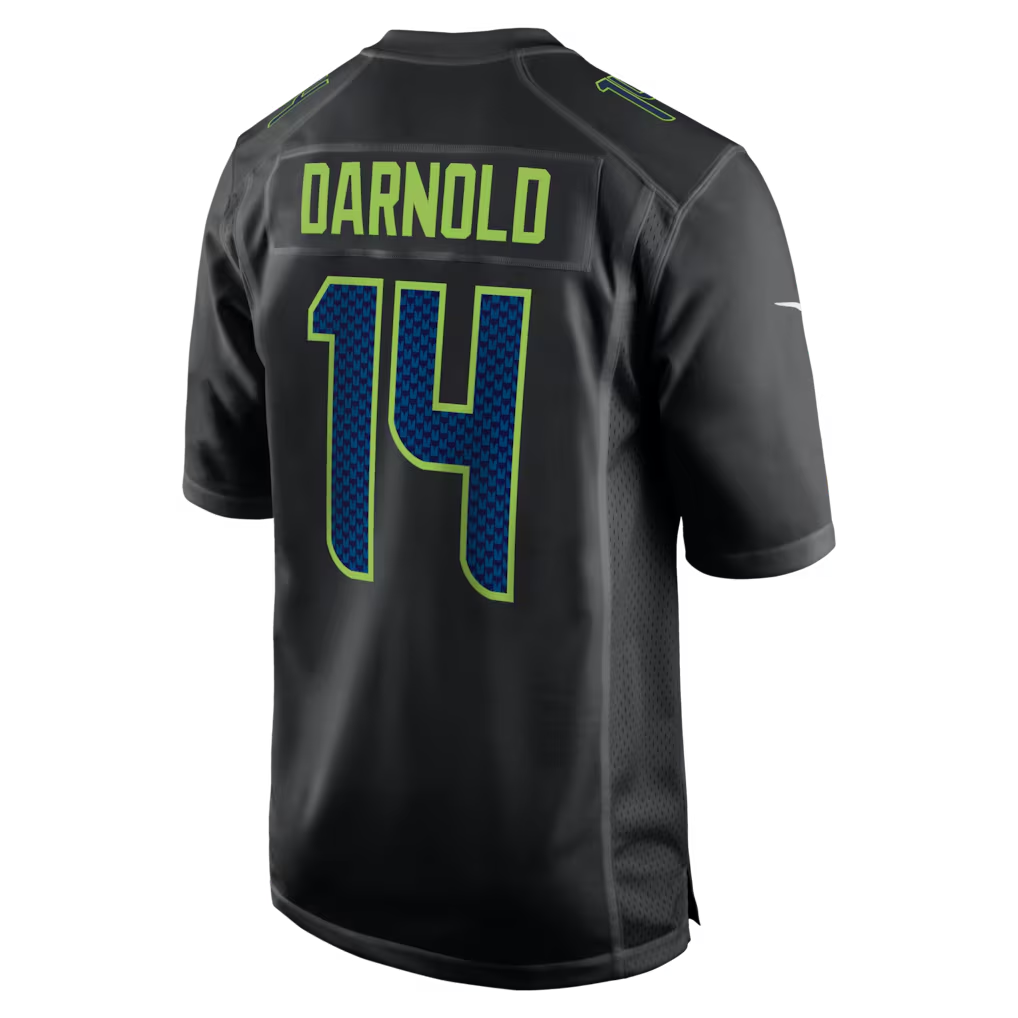 Men's Seattle Seahawks Sam Darnold Nike Black Super Bowl LX Patch Carbon Fashion Game Jersey