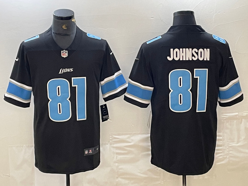 Men's Detroit Lions Calvin Johnson Black Replica Player Jersey