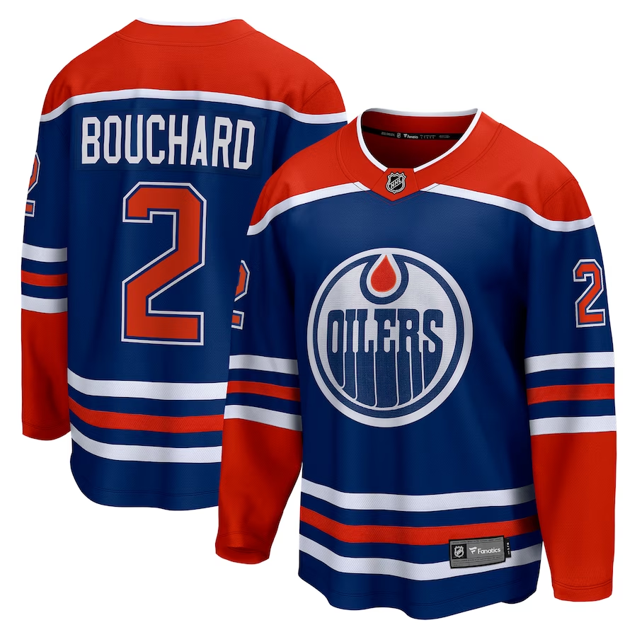 Men's Edmonton Oilers Evan Bouchard Royal Home Breakaway Player Jersey