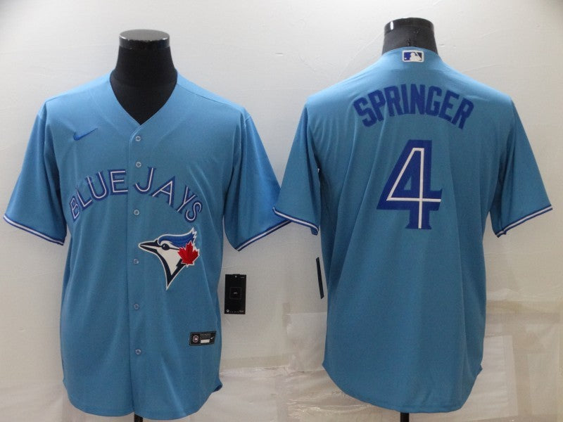 Men's Toronto Blue Jays1 George Springer #4 Light Blue Replica Baseball Jersey