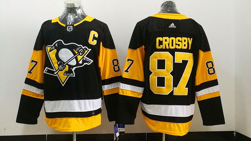 Men's Pittsburgh Penguins sidney crosby #87 Black Replica Player Jersey1