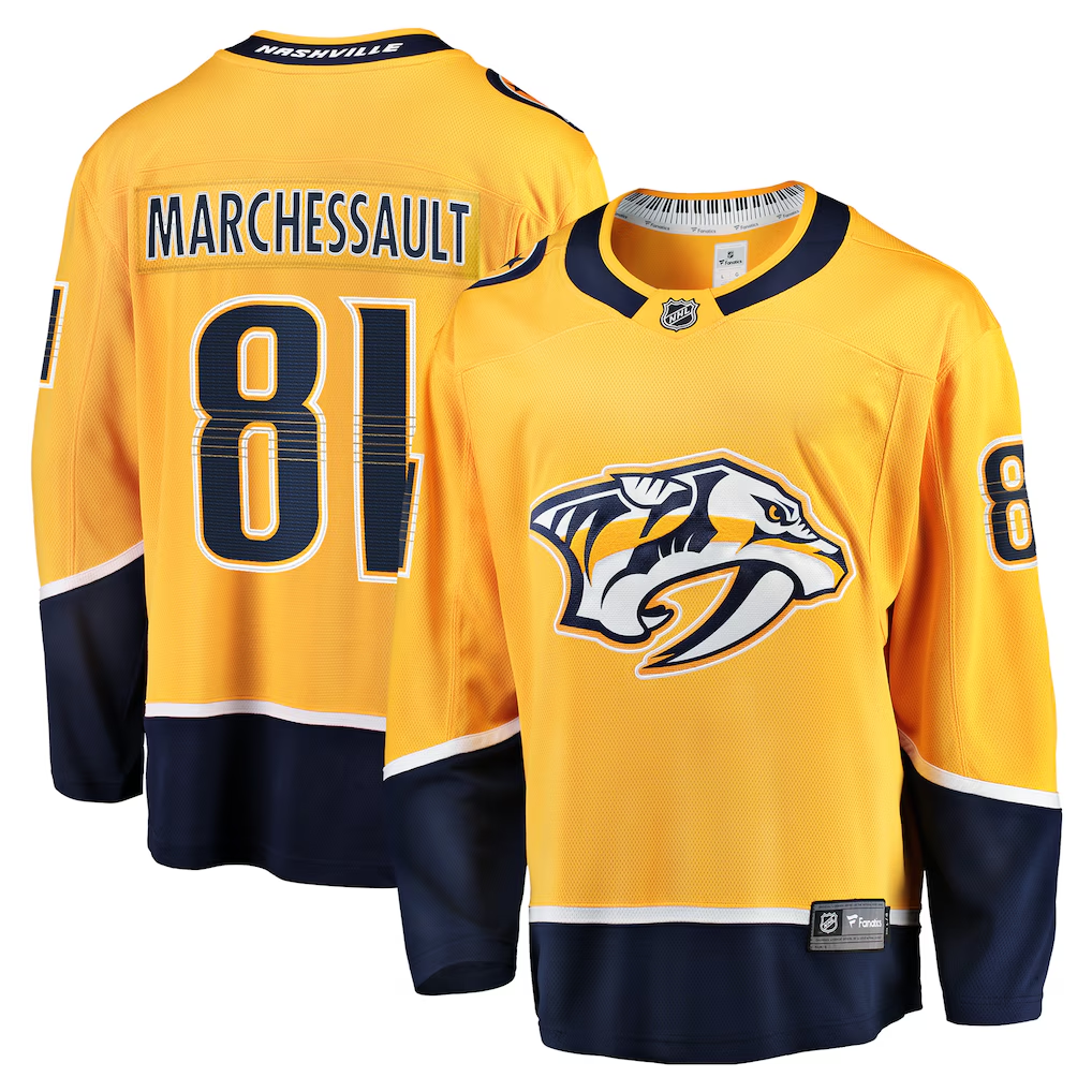 Men's Nashville Predators Jonathan Marchessault Fanatics Gold Home Breakaway Player Jersey