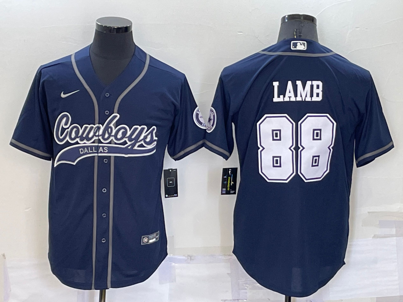 Men's Dallas Cowboys CeeDee Lamb Navy Game Jersey Joint Edition