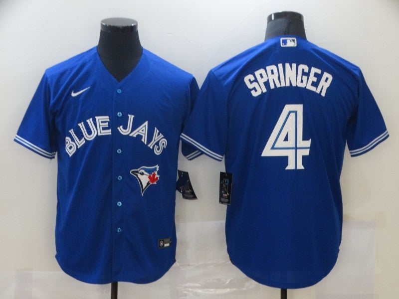 Men's Toronto Blue Jays1 George Springer #4 Blue Replica Baseball Jersey