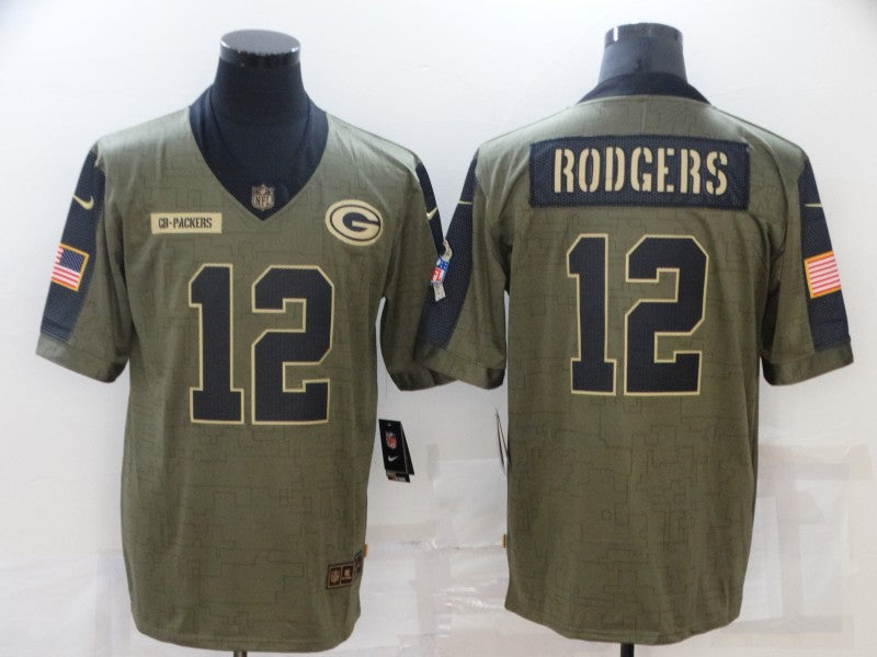 Men's Green Bay Packers Aaron Rodgers Brown Game Player Jersey