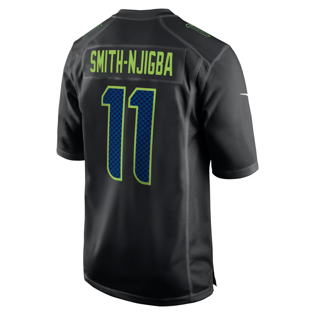 Men's Seattle Seahawks Jaxon Smith-Njigba Nike Black Super Bowl LX Patch Carbon Fashion Game Jersey
