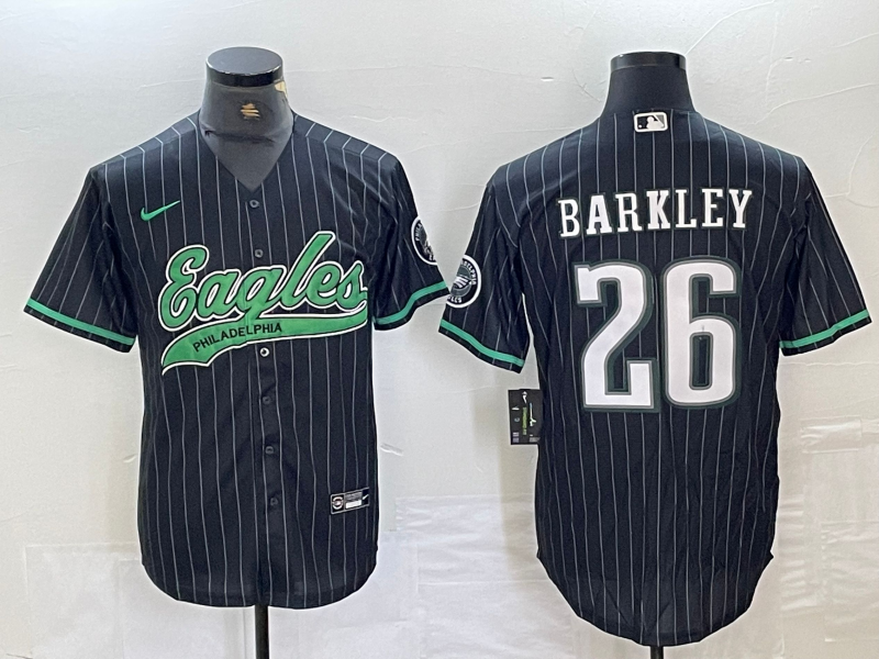 Men's Philadelphia Eagles Saquon Barkley Black Team Game Jersey Joint Edition