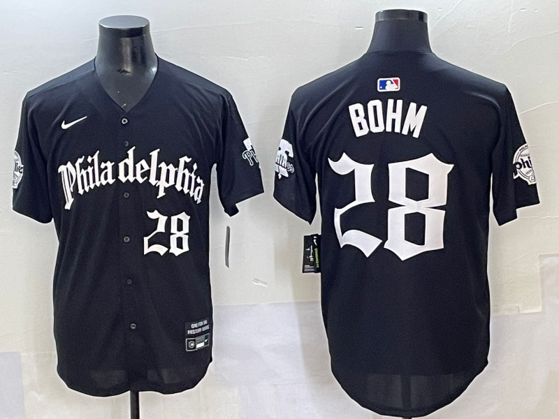 Men's Philadelphia Phillies Alec Bohm Black Replica Player Jersey