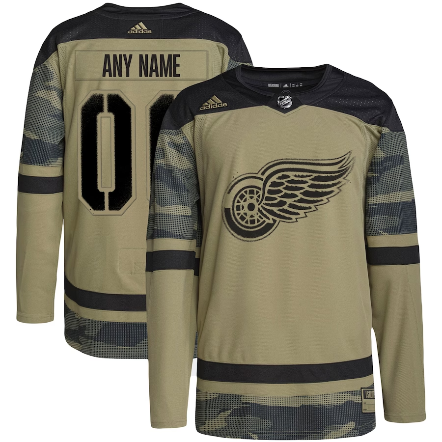 Men's Detroit Red Wings Camo Military Appreciation Team Authentic Custom Practice Jersey1