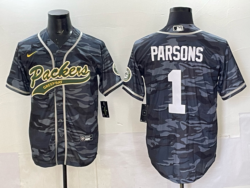 Men's Green Bay Packers Micah Parsons #1 Grey Camouflage Game Jersey
