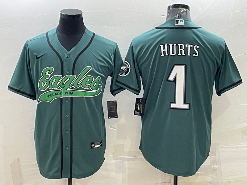 Men's Philadelphia Eagles Jalen Hurts Midnight Green Game Jersey Joint Edition