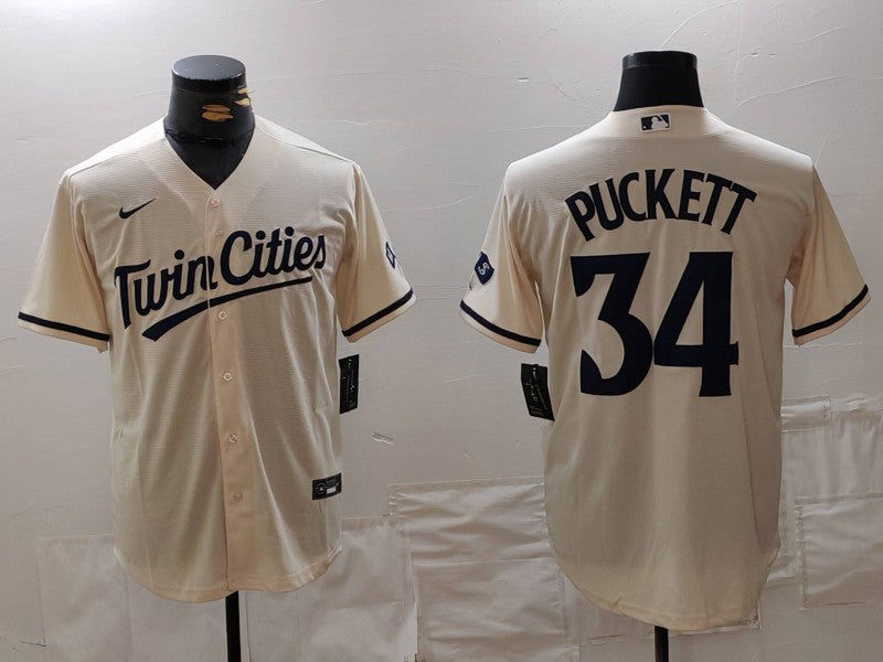 Men's Minnesota Twins Kirby Puckett Cream Limited Player Jersey