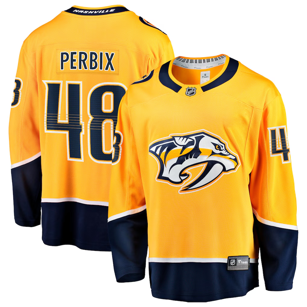 Men's Nashville Predators Nick Perbix #48 Fanatics Gold Home Breakaway Jersey