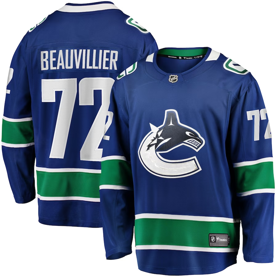 Men's Vancouver Canucks Anthony Beauvillier Blue Home Breakaway Jersey