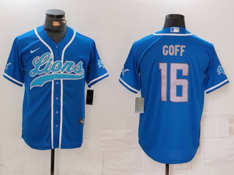Men's Detroit Lions Jared Goff Blue Player Jersey