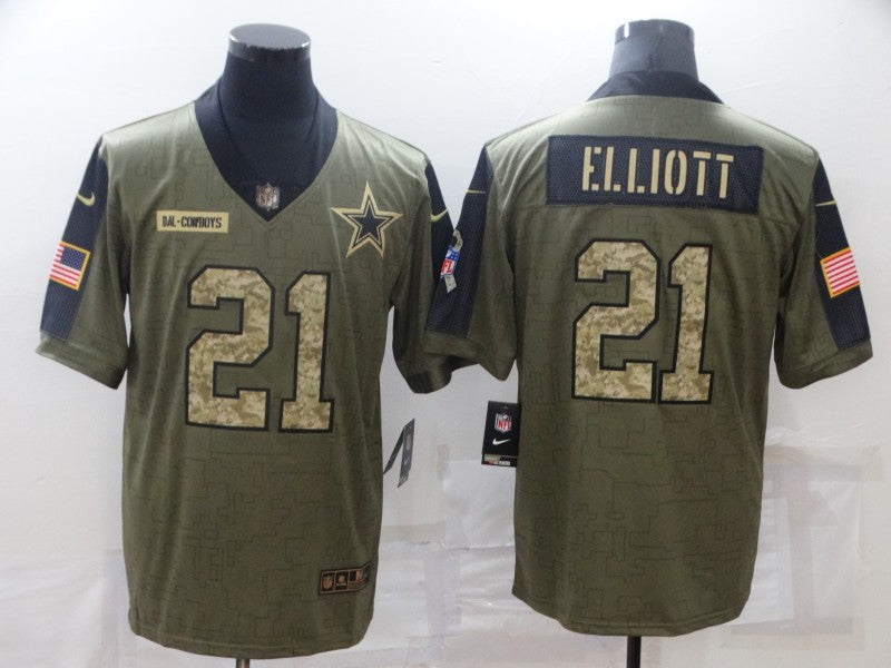 Men's Dallas Cowboys Ezekiel Elliott Brown Game Player Jersey