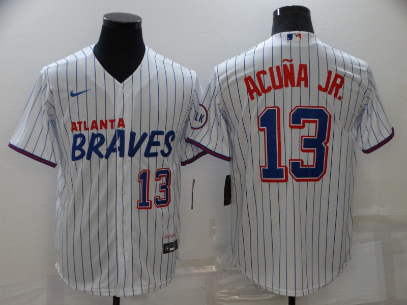 Men's Atlanta Braves Ronald Acuna Jr. White Stitched Jersey City Edition