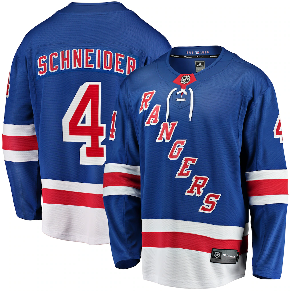 Men's New York Rangers Braden Schneider Fanatics Blue Home Breakaway Player Jersey