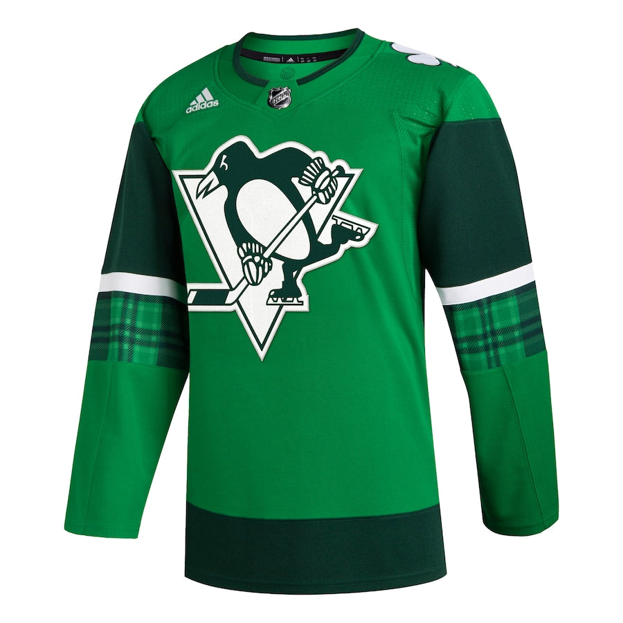 Custom Men's Pittsburgh Penguins adidas Kelly Green 2023 St. Patrick's Day Primegreen Authentic Jersey
