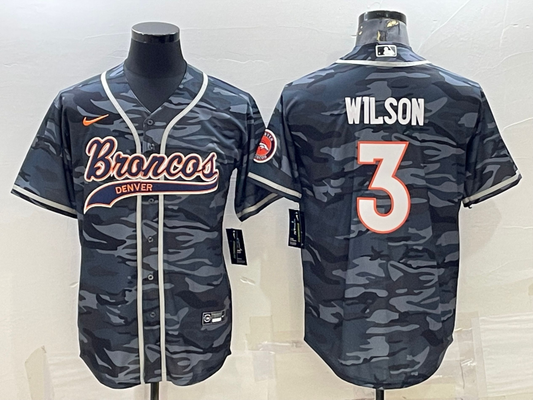 Men's Denver Broncos Russell Wilson Grey Camouflage Game Jersey Joint Edition