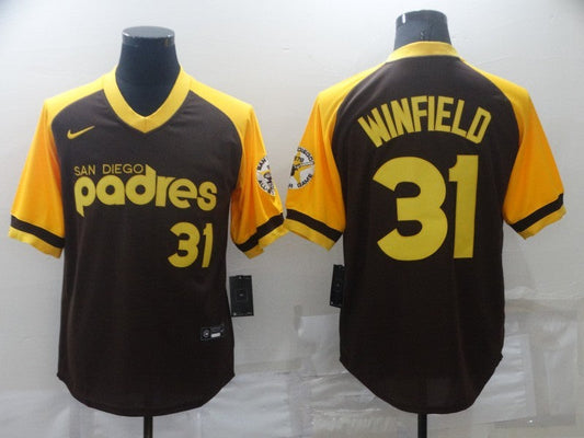 Men's San Diego Padres Dave Winfield Brown Stitched Jersey
