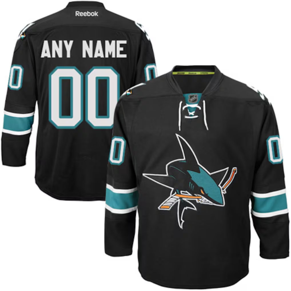 Custom Mens San Jose Sharks Jersey - black