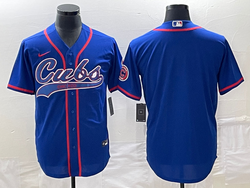 Men's Chicago Cubs1 Blue Blank Replica Player Jersey
