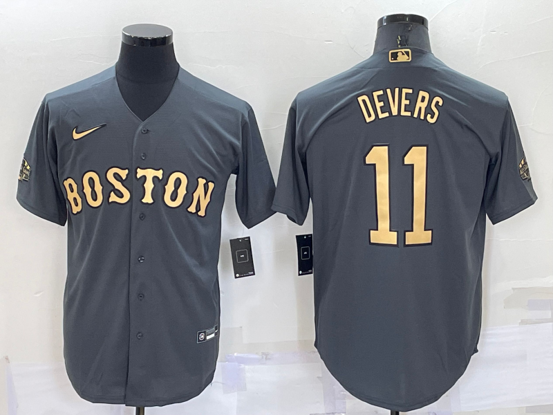 Men's Boston Red Sox Rafael Devers #11 Gray Replica Player Jersey1