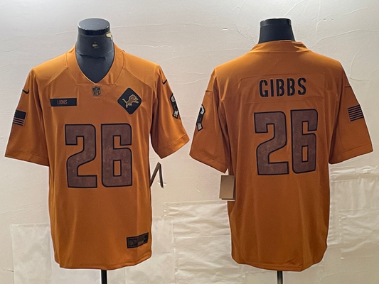 Men's Detroit Lions Jahmyr Gibbs Brown 2023 Salute To Service Limited Jersey