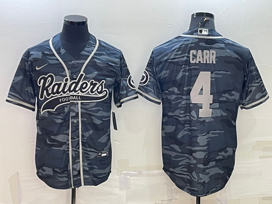 Men's Las Vegas Raiders Derek Carr Grey Camouflage Game Jersey Joint Edition