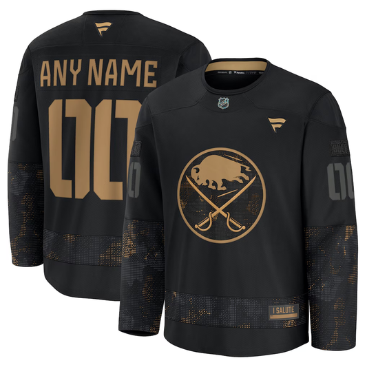 Men's Buffalo Sabres Fanatics Black 2024 Military Appreciation Custom Jersey