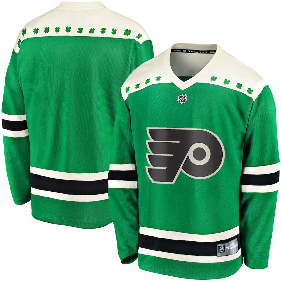 Custom Men's Philadelphia Flyers Fanatics Green 2021 St. Patrick's Day Breakaway Jersey