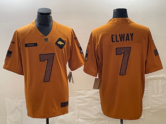 Men's Denver Broncos John Elway Brown 2023 Salute To Service Retired Player Limited Jersey