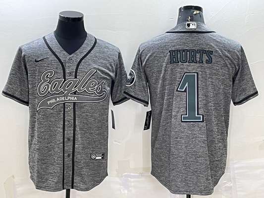 Men's Philadelphia Eagles Jalen Hurts Gray Player Jersey Joint Edition