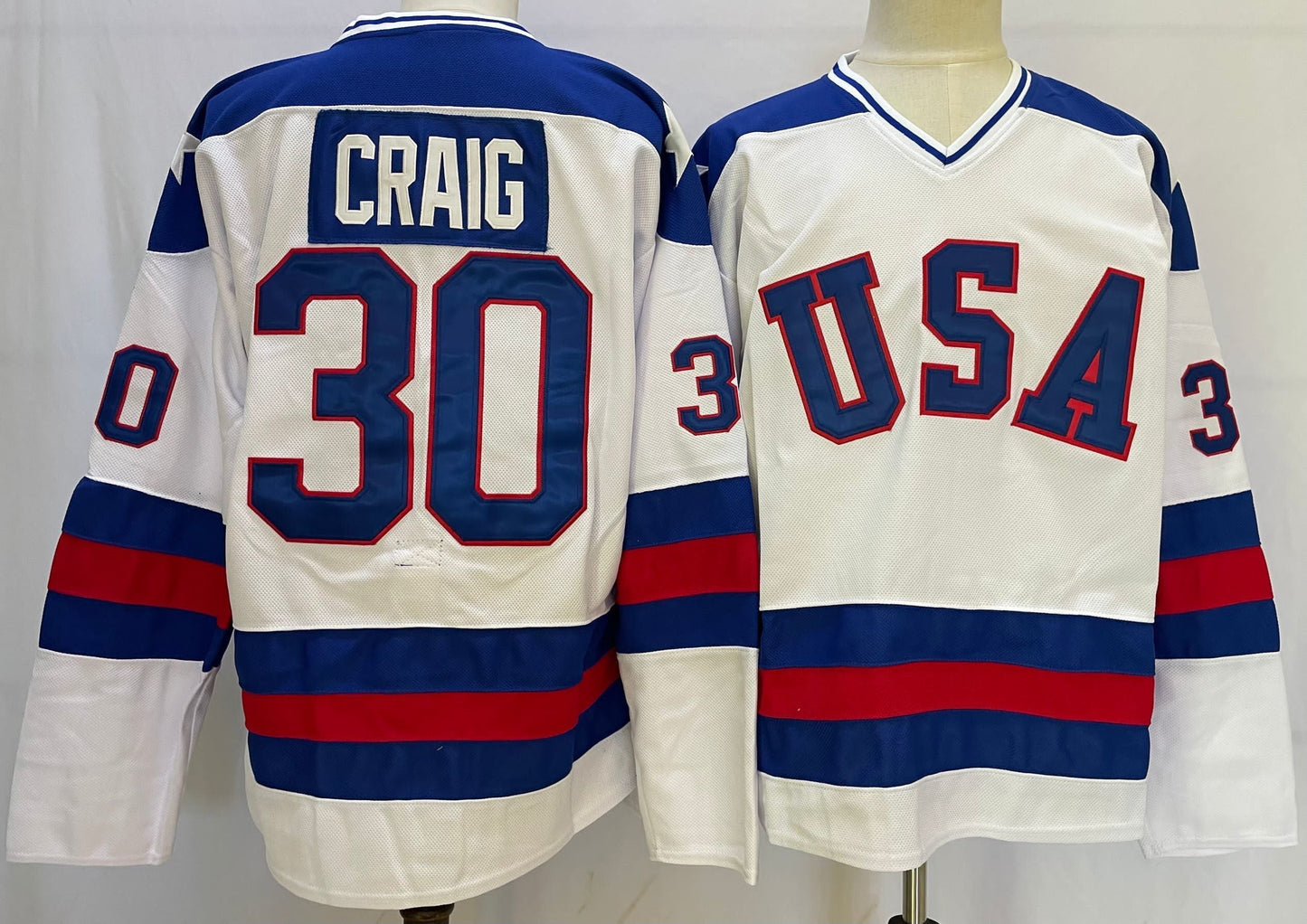 Men's USA Hockey Jim Craig #30 White Player Jersey