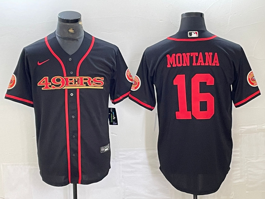 Men's San Francisco 49ers Joe Montana Black Joint Edition Player Jersey